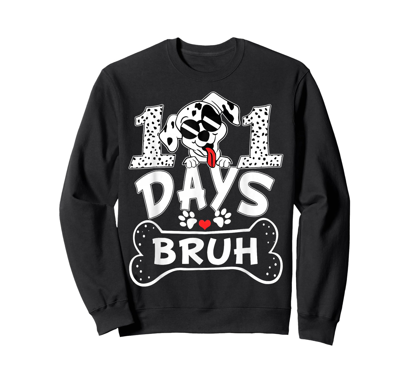 Bruh 100 Days of School Dalmatian Dog Boys Kids 100th Days T-Shirt