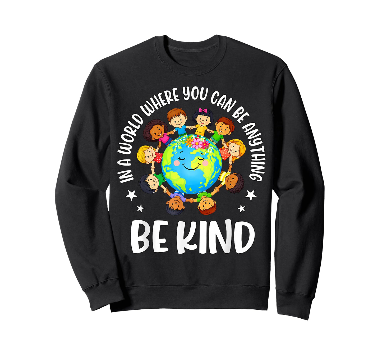 in A World Be Kind Kids Earth World Kindness Day Teachers T-Shirt