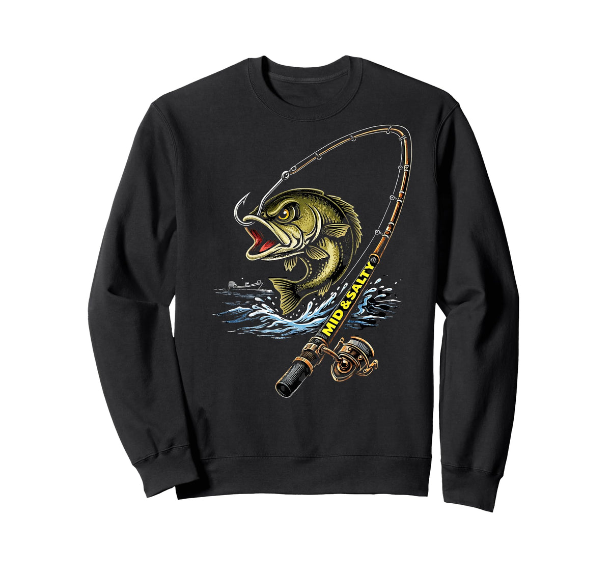 Mid & Salty Angry Bass Fishing Color T-Shirt