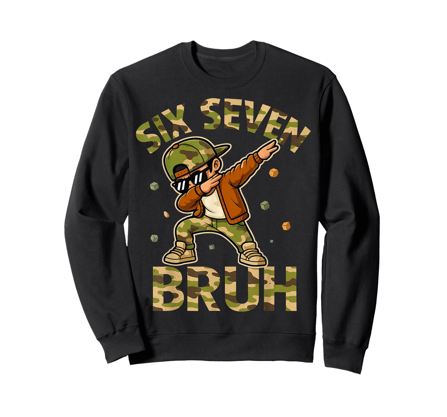 Six Seven Bruh 67 Meme 6 7 Dabbing Boys Camo Hunter Kid Teen T-Shirt