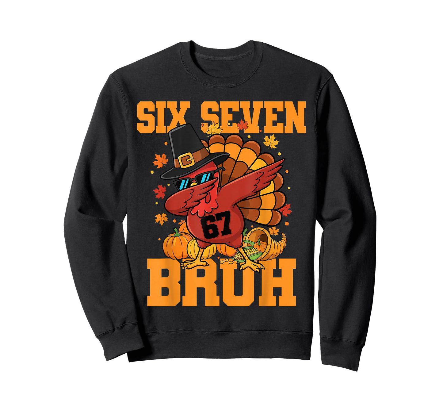 Funny Bruh Turkey Dabbing 67 Meme Six Seven Thanksgiving Boy T-Shirt