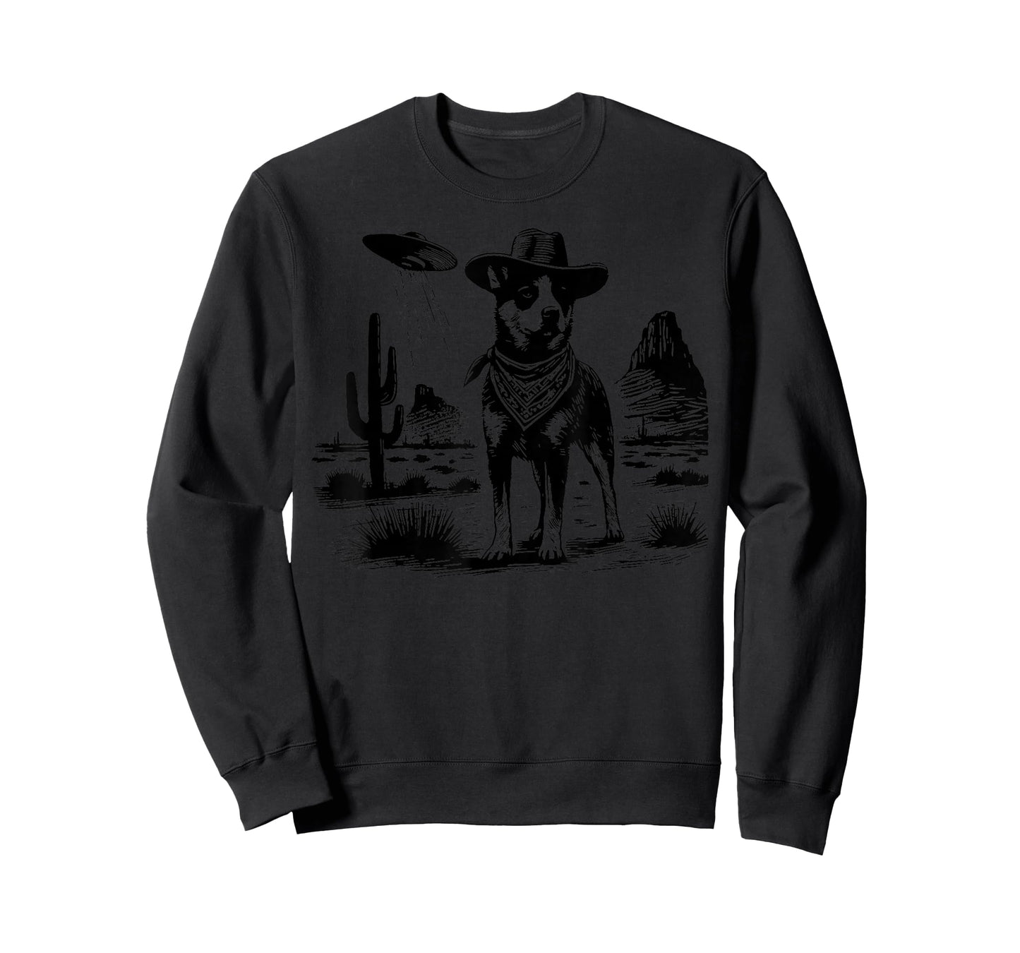 Vintage Heeler UFO Western Cowboy Australian Cattle Dog Mom T-Shirt