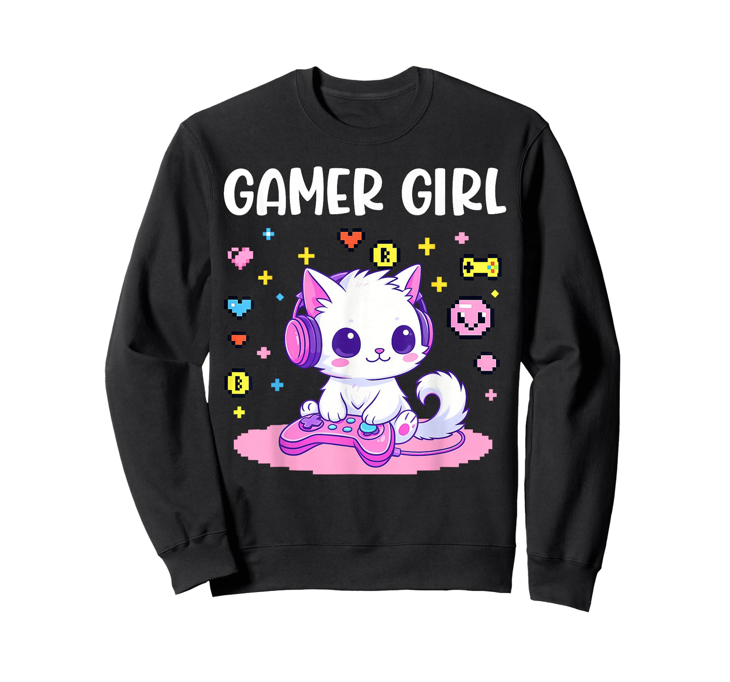 Gamer Girl Cat Gaming Cute Video Game Women Girls Cat Lover T-Shirt