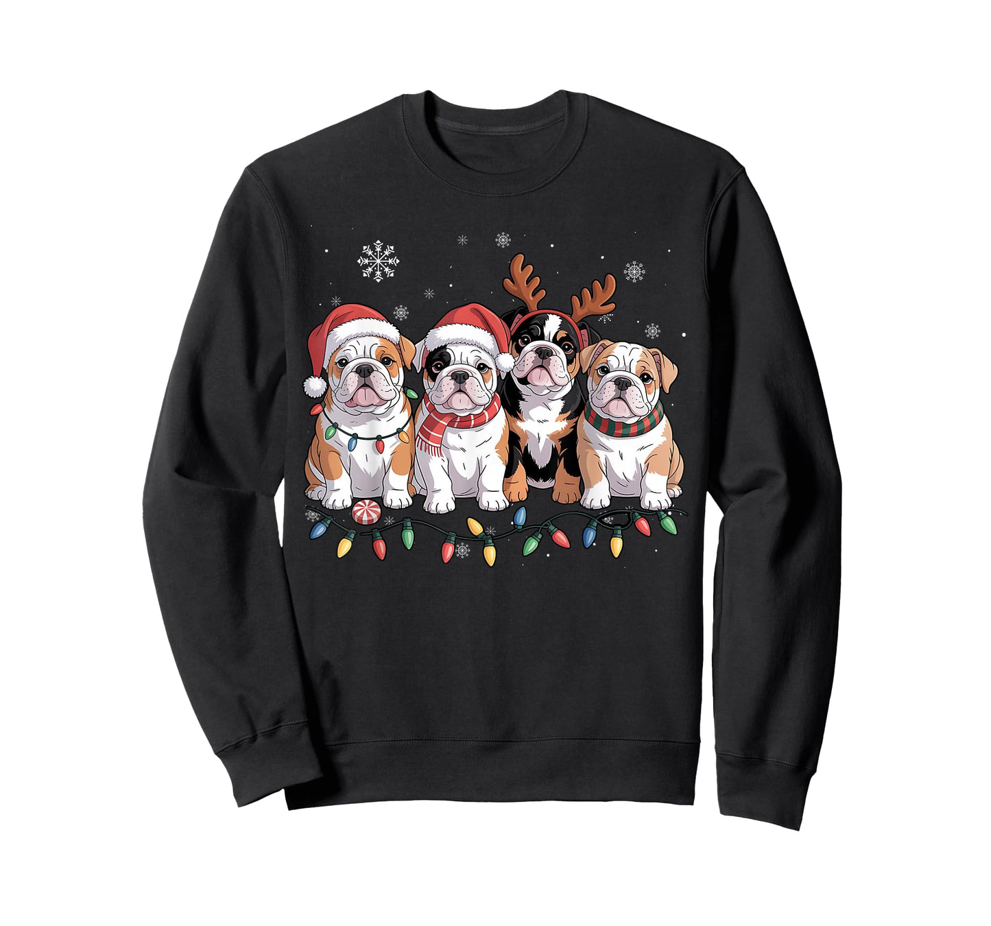 Cute Four English Bulldog Christmas for Women Men Dog Lover T-Shirt