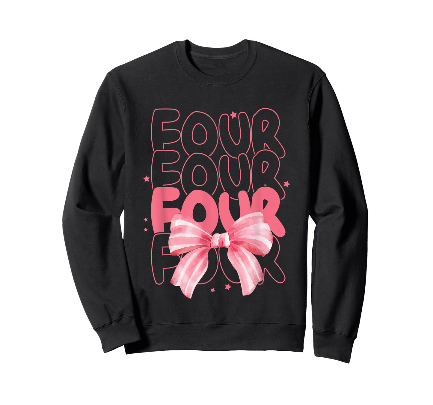 Four 4th Birthday Girls Coquette Bow 4 Years Old Fourth Bday T-Shirt