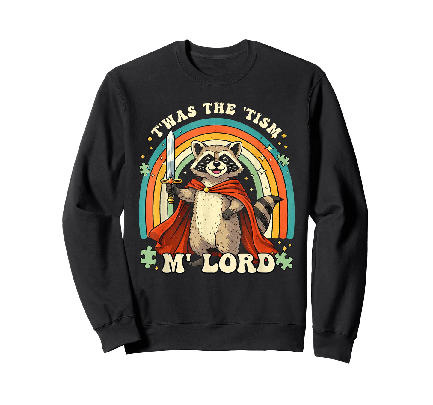 Funny Autism Raccoon T'was The 'Tism M'lord Neurodiversity T-Shirt