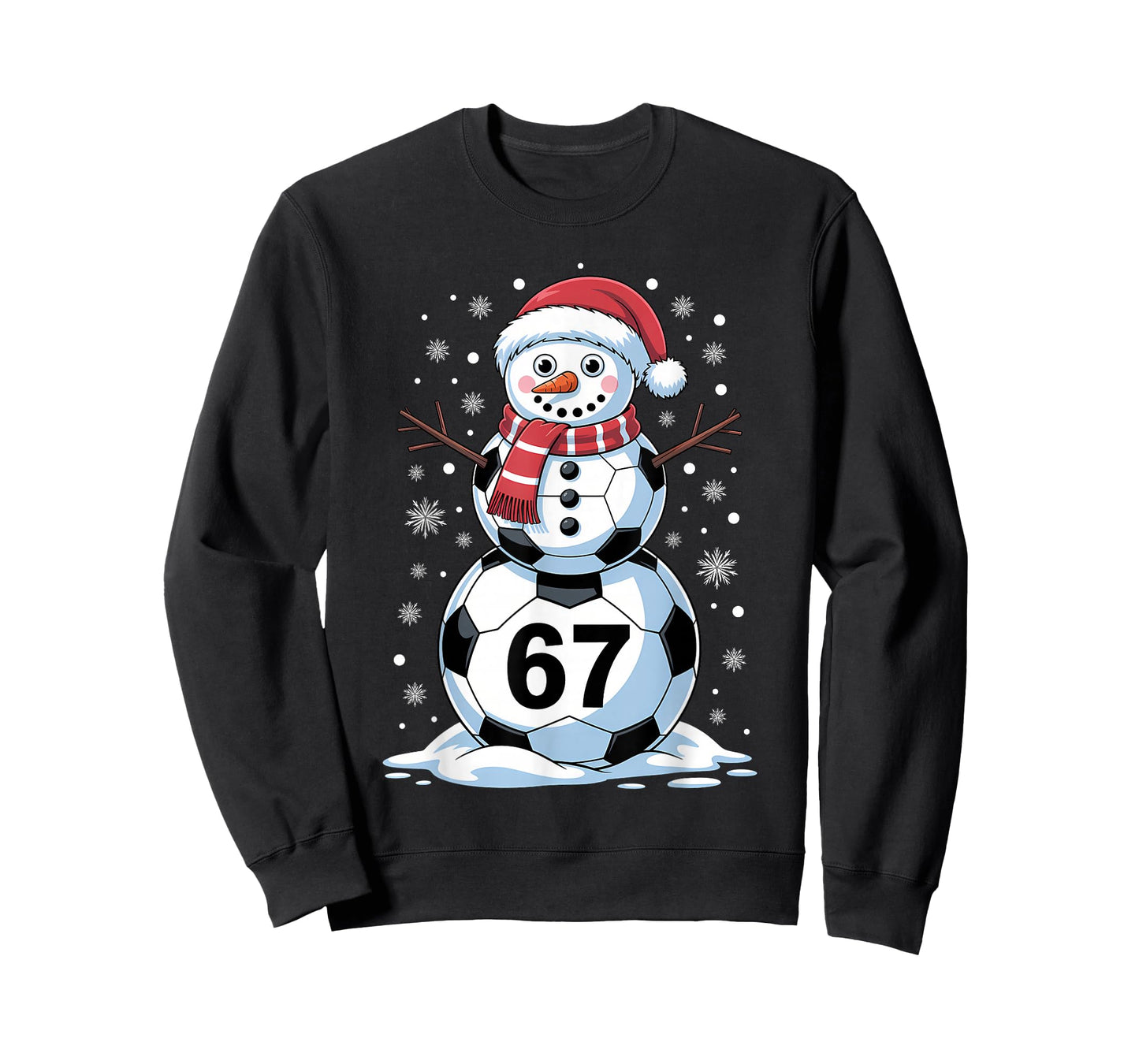 Christmas 67 Meme Soccer Snowman Tree Funny Xmas Boys Men T-Shirt