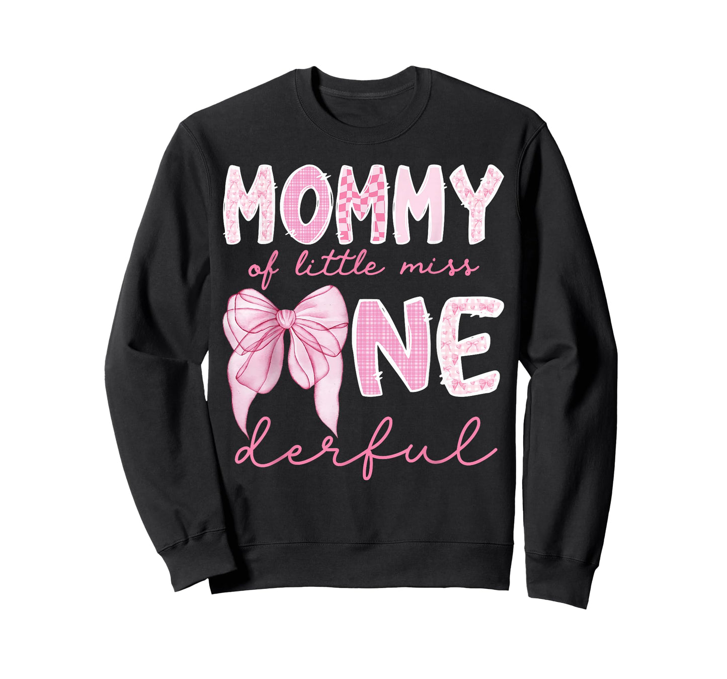Mommy of Little Miss Onederful First Birthday Girl Bow T-Shirt