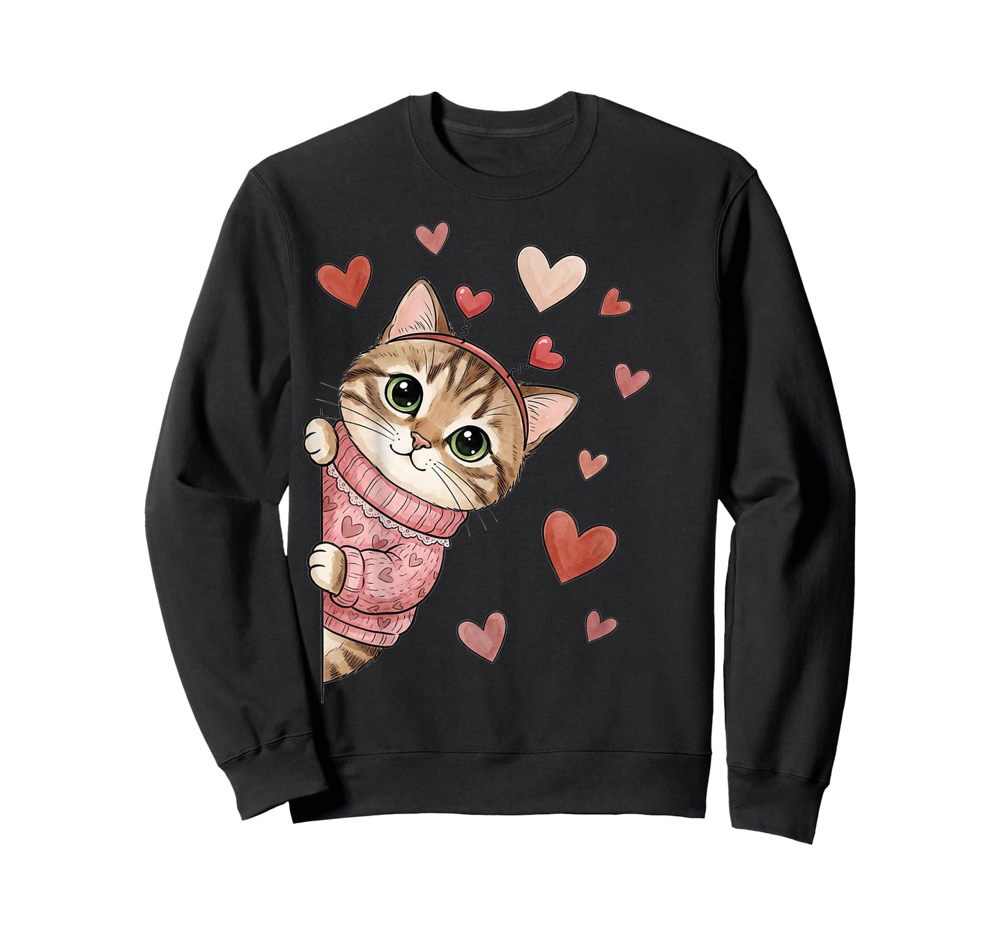 Cute Cat Valentines with Hearts Meow Cats Valentine T-Shirt