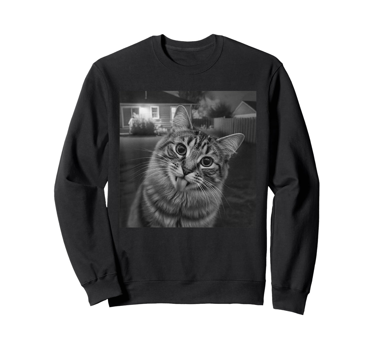 Funny Cat Sticks Out Tongue On Security Camera T-Shirt