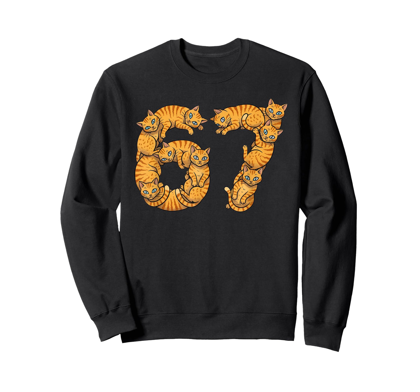 Funny Orange Cats 6 7 Meme Six Seven Love Ginger Kitty T-Shirt
