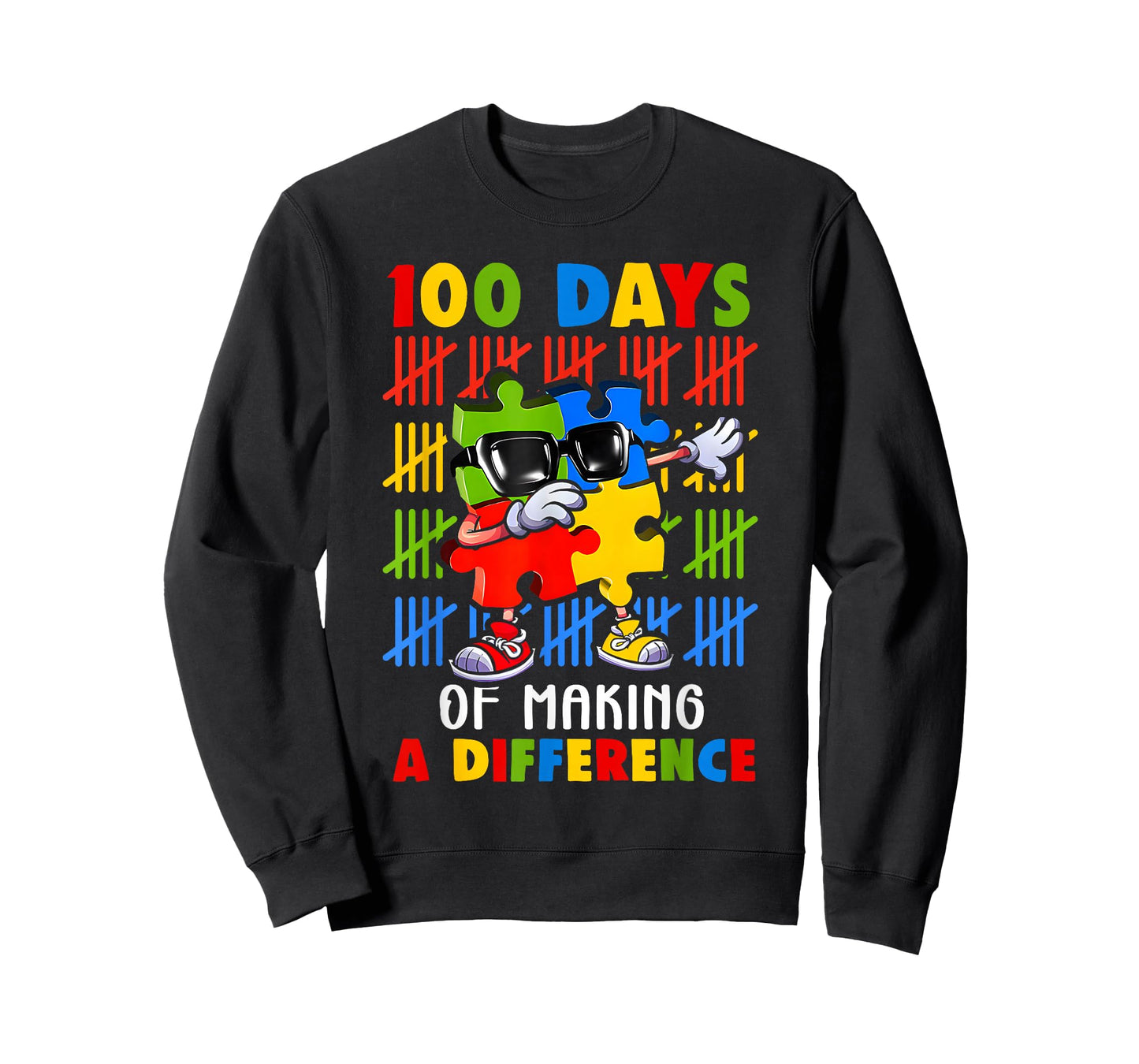 100 Days of Difference Autism Awareness 100th Day of School T-Shirt
