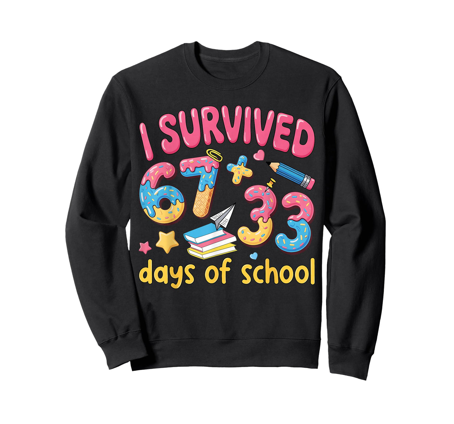 I Survived 67 + 33 Day of School 6 7 Six Seven Teacher Kid T-Shirt
