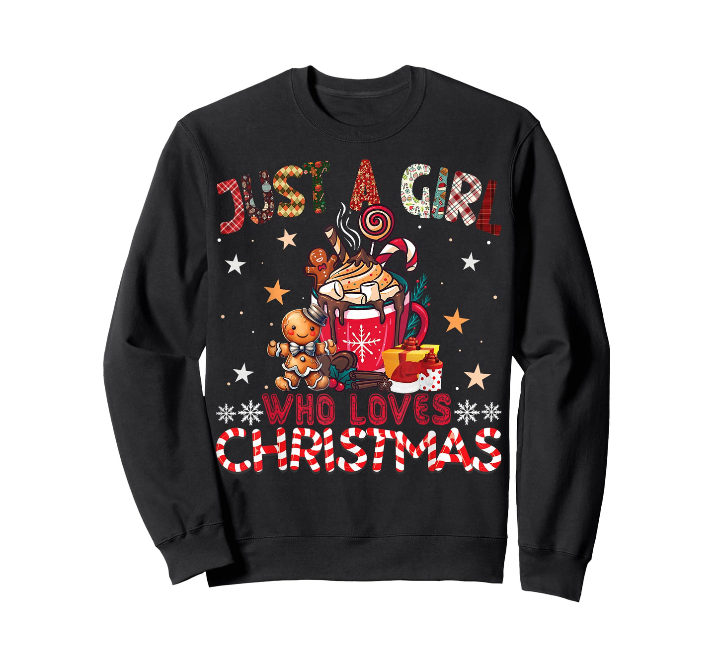 Just A Girl Who Loves Christmas Hot Cocoa Bar Xmas T-Shirt