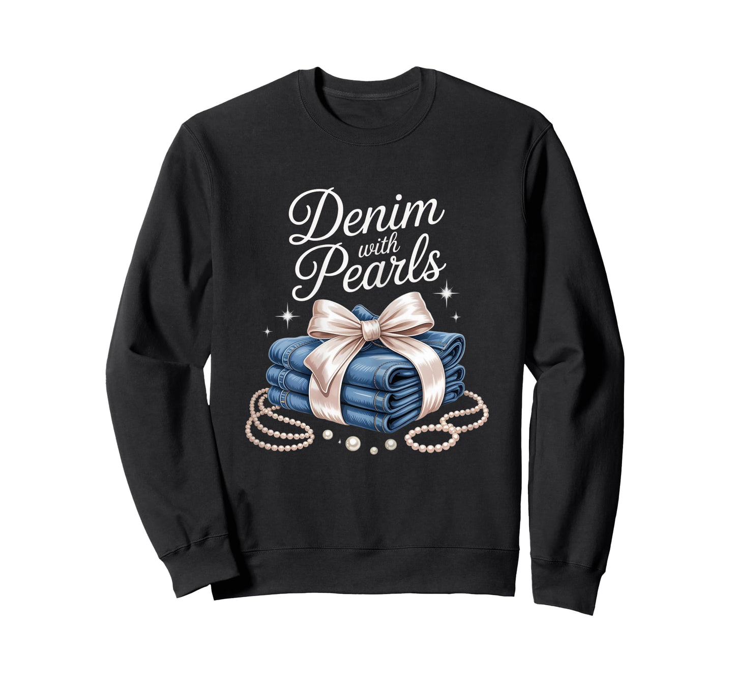 Denim with Pearls Mother’s Day Outfit for Stylish Women T-Shirt