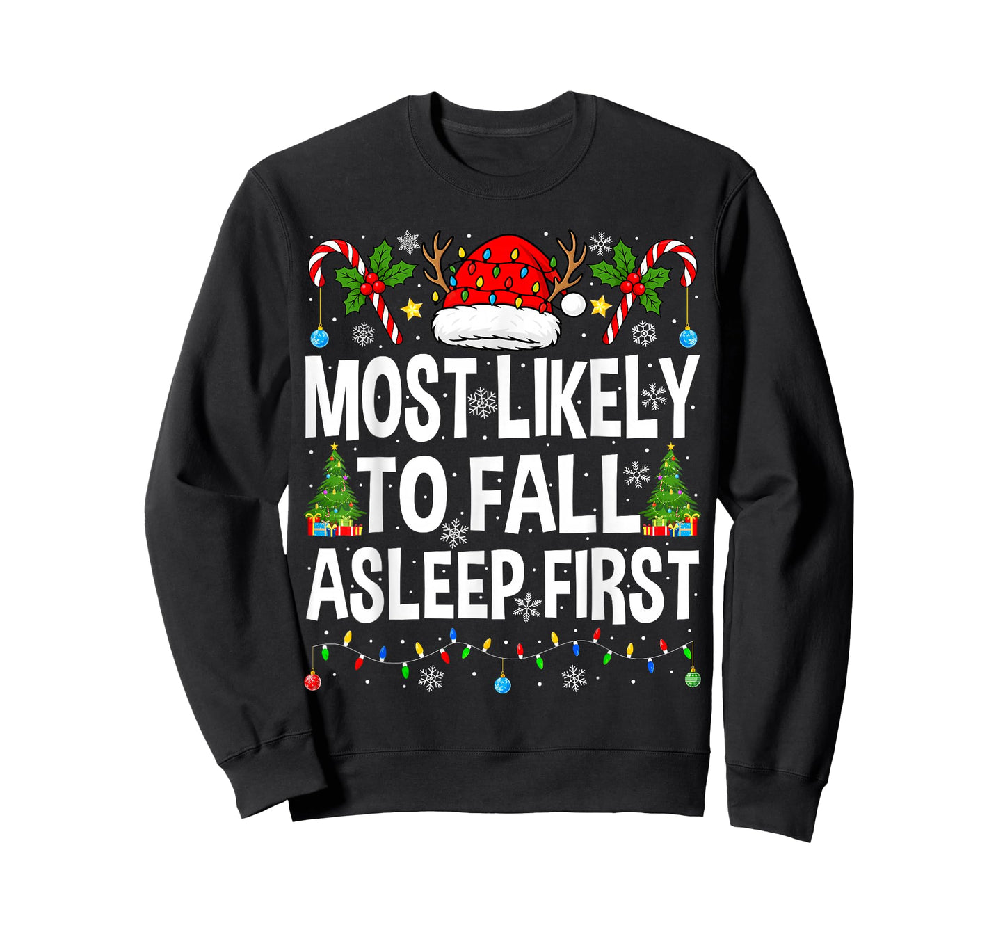 Most Likely to Fall Asleep First Family Matching Christmas T-Shirt