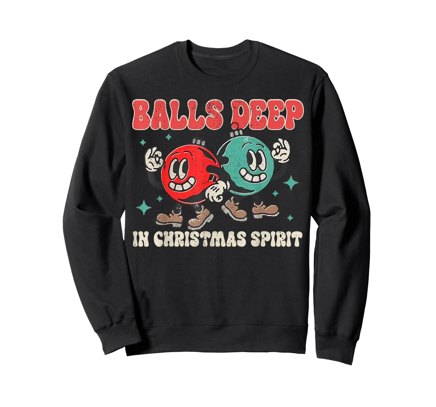 Balls Deep in Christmas Spirit Christmas Humorous Festive T-Shirt