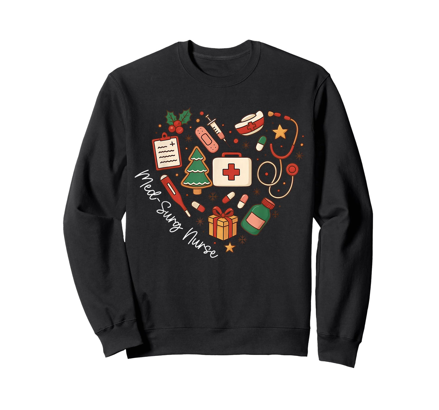 Christmas Med Surg Nurse Cute Heart Nursing Medical Surgical T-Shirt