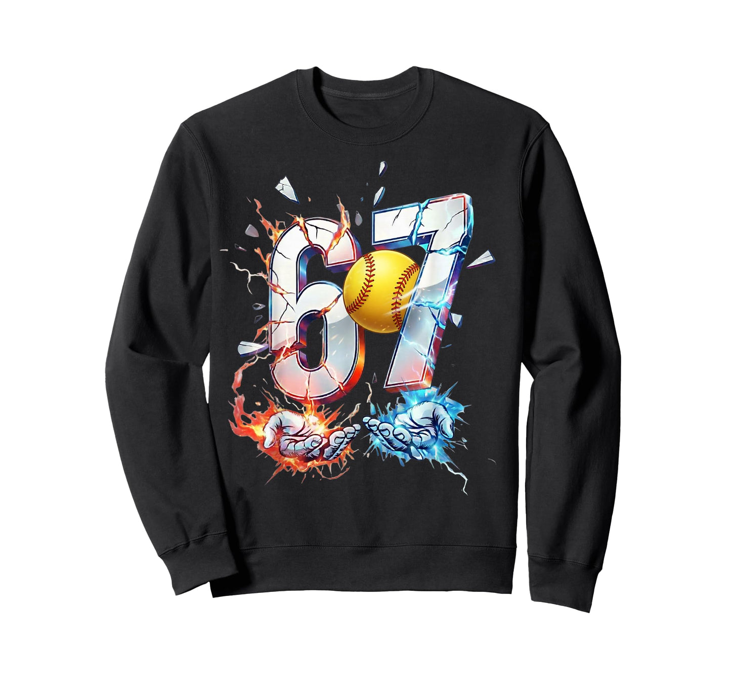 6 7 Softball Six Seven Meme 67 Hands Funny Kids Men Women T-Shirt