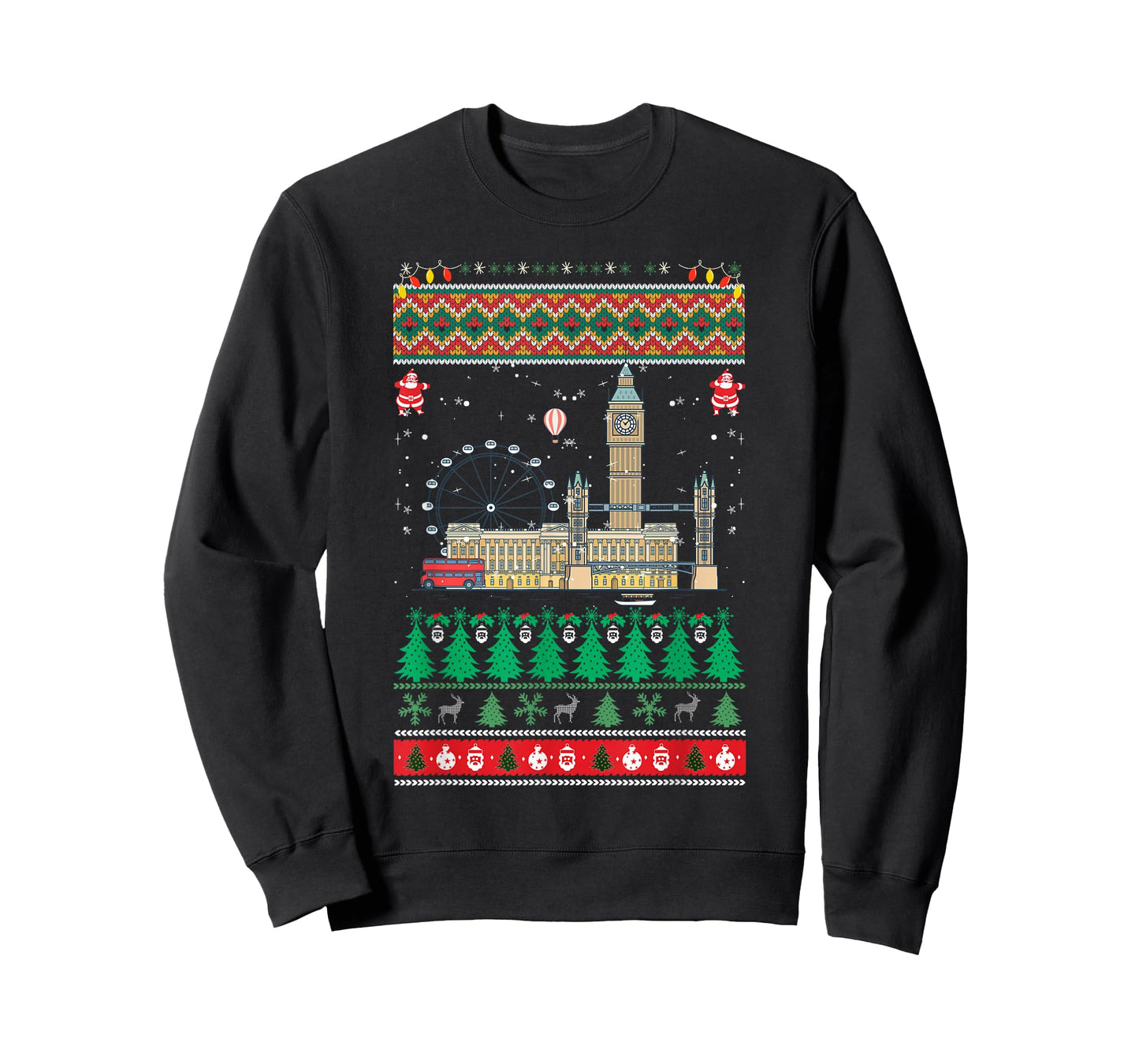 London Christmas Ugly Sweater Big-Ben Holiday Travel UK T-Shirt