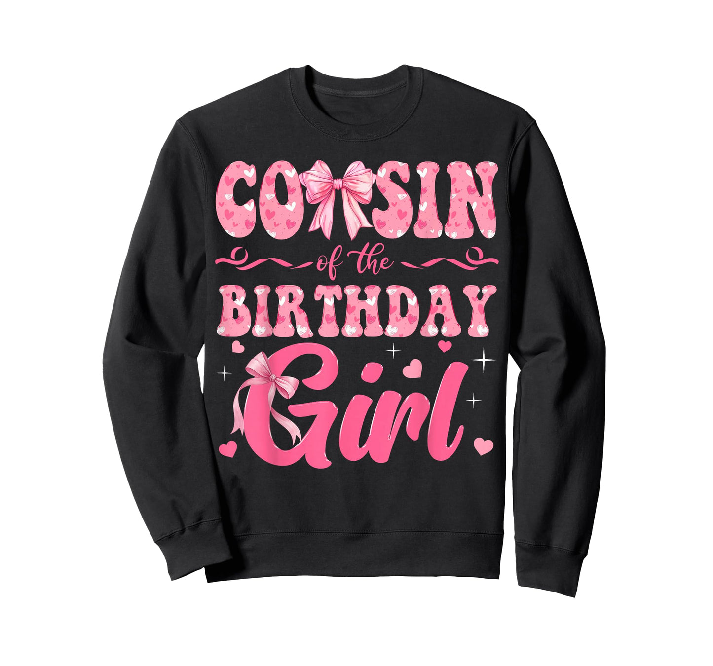 Cousin of The Birthday Girl Family Pink Coquette Bow T-Shirt