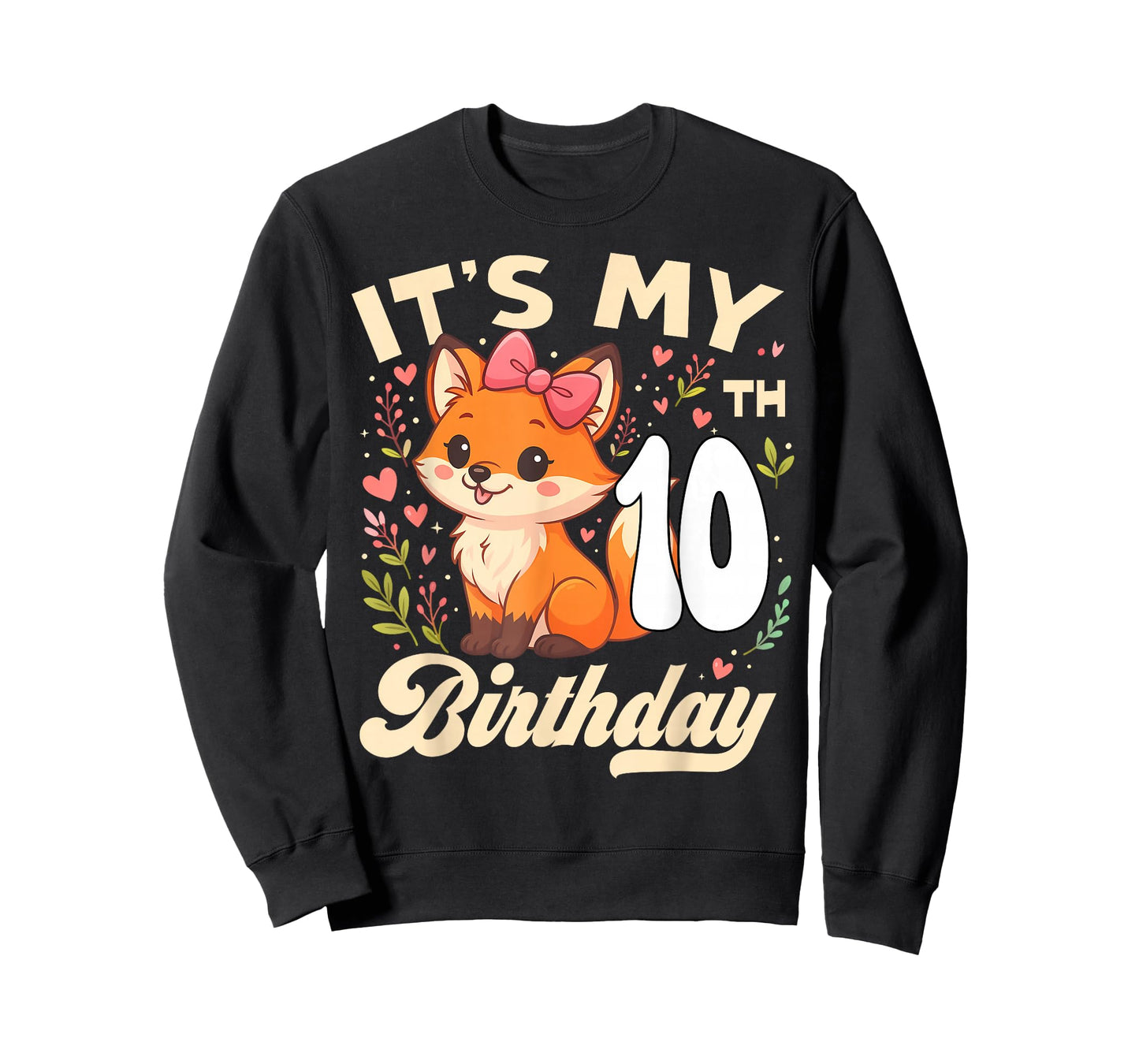 Fox Animal Lovers 10th Birthday Girl Fox B-Day 10 Years Old T-Shirt