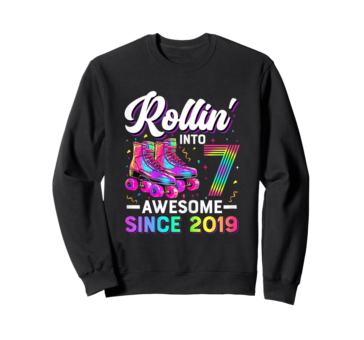 7th Birthday Shirt Girl 7 Year Old Roller Skate Skating T-Shirt