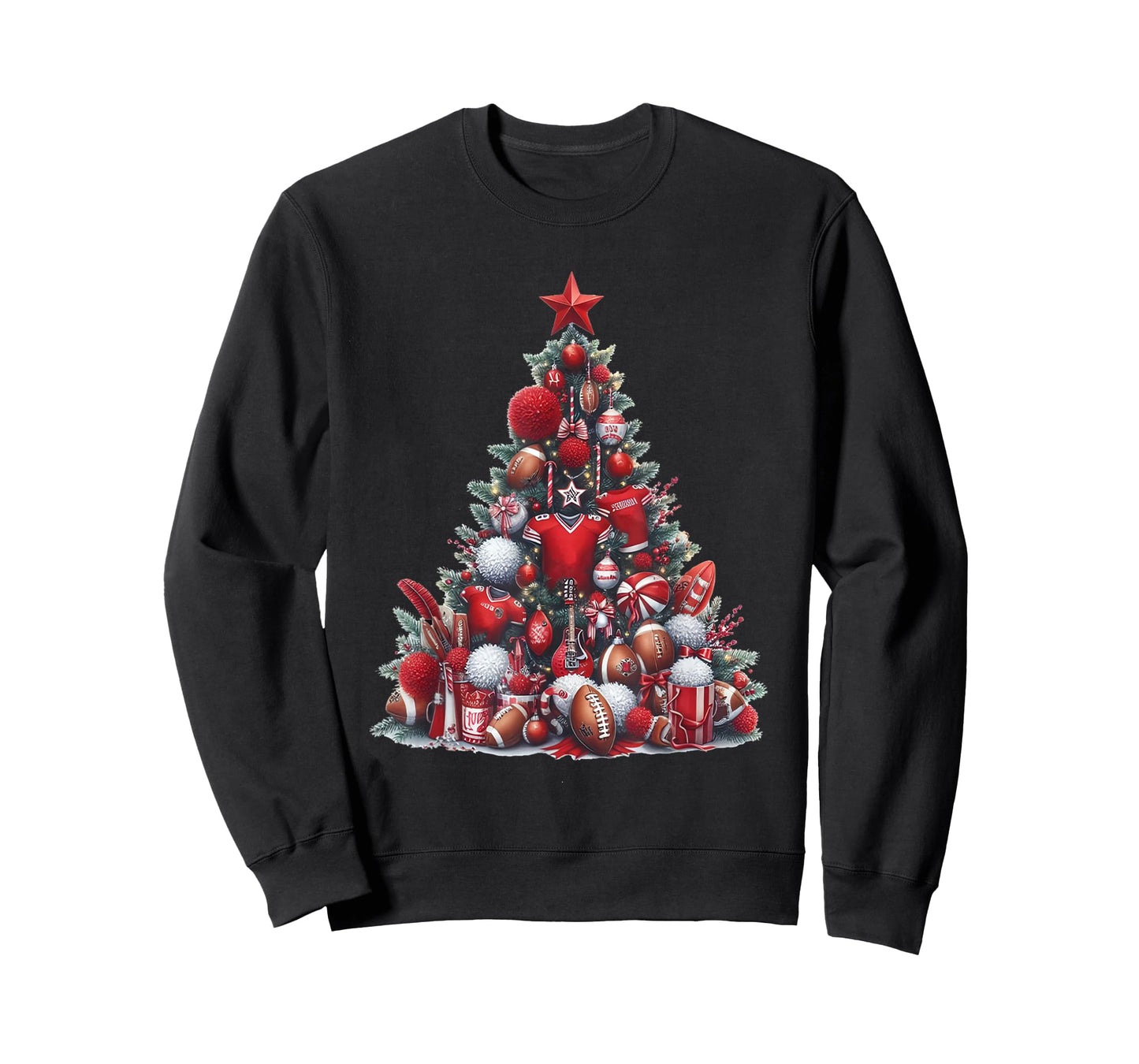 Christmas Football Tree Men Boys Christmas Football Player T-Shirt
