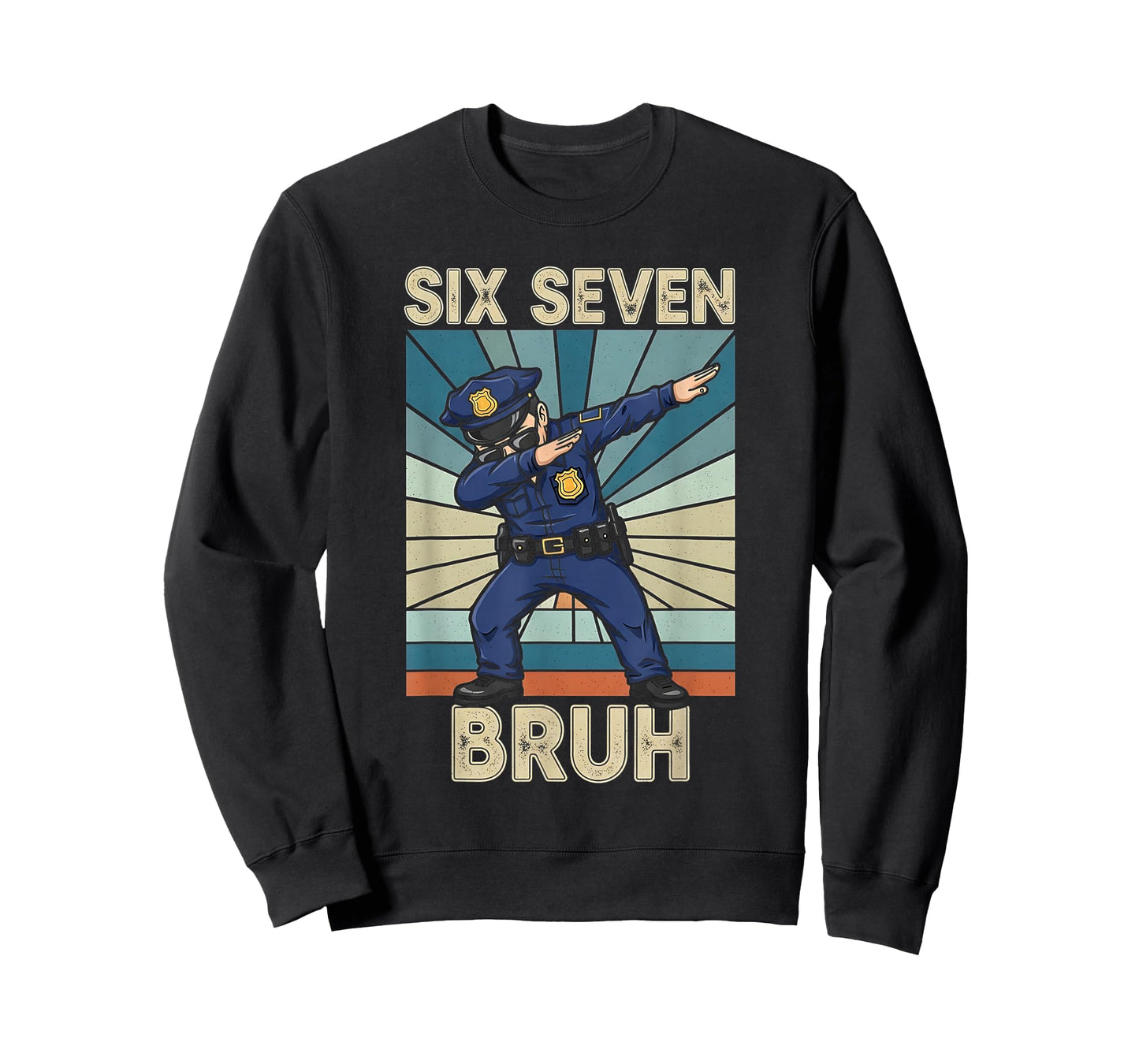 Funny 67 Meme 6 7 Six Seven Policeman Police Officer Retro T-Shirt