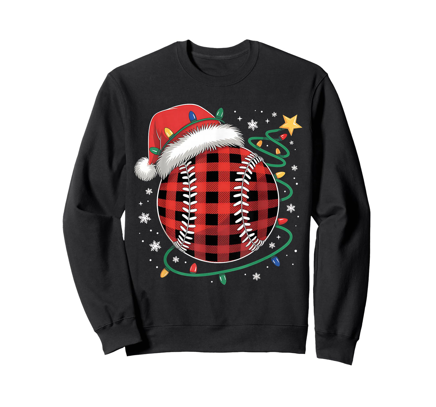 Matching Buffalo Plaid Baseball Sports Christmas Pajama T-Shirt