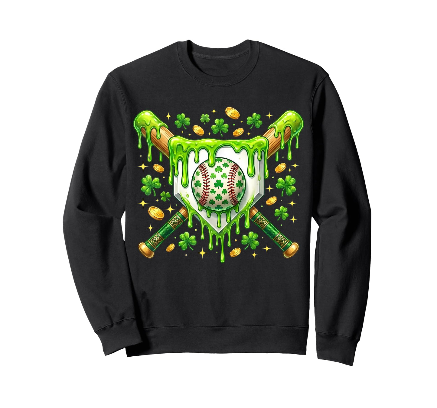 St Patrick Day Baseball Drip Ice Cream Baseball Home Plate T-Shirt