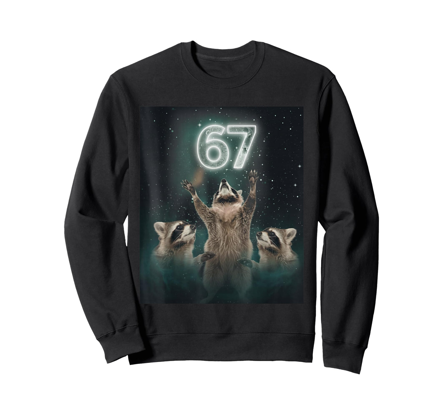 67 Meme Raccoon Howling at The Moon 6 7 Funny Weird Cursed T-Shirt