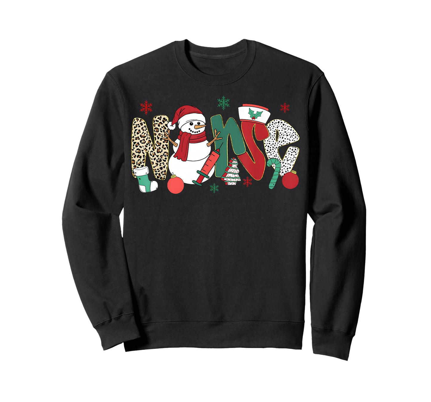 Nurse Snowman Merry Christmas Leopard Snowmies Men Women T-Shirt
