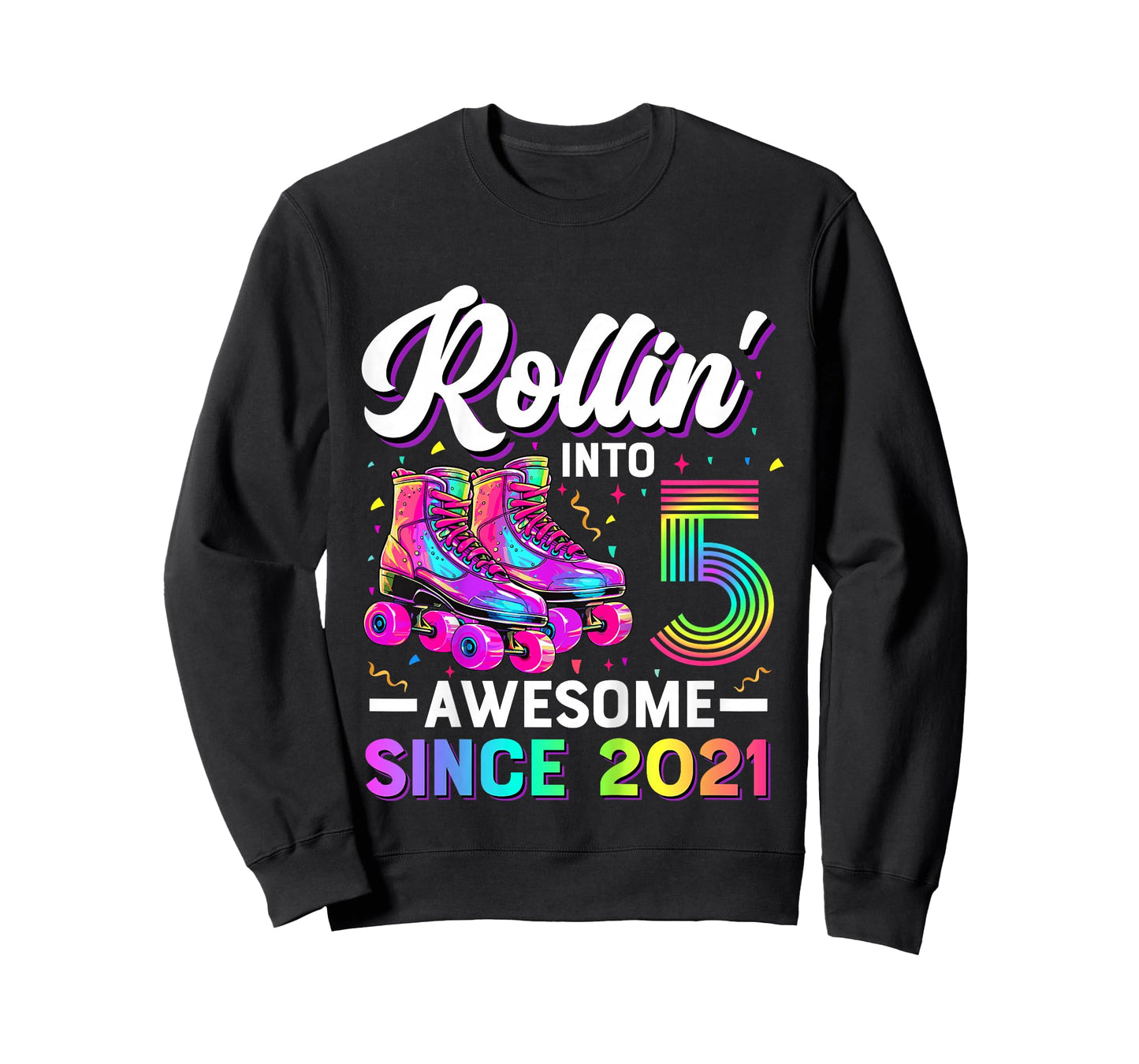 Kids 5th Birthday Shirt Girl Five 5 Year Old Roller Skate Skating T-Shirt
