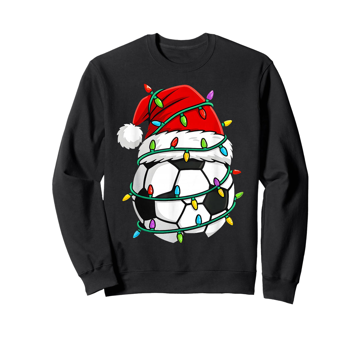 Christmas Soccer Santa Hat Lights Santa Sports Xmas Pajama T-Shirt