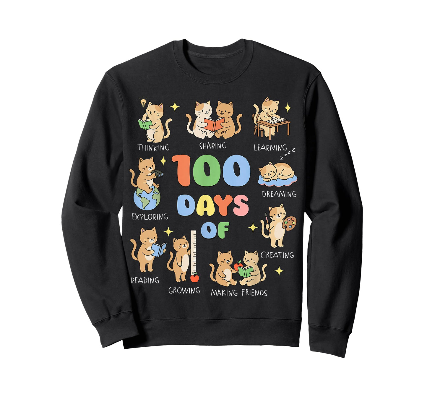 100 Days of School Cat for Teacher 100th Day of School Kids T-Shirt