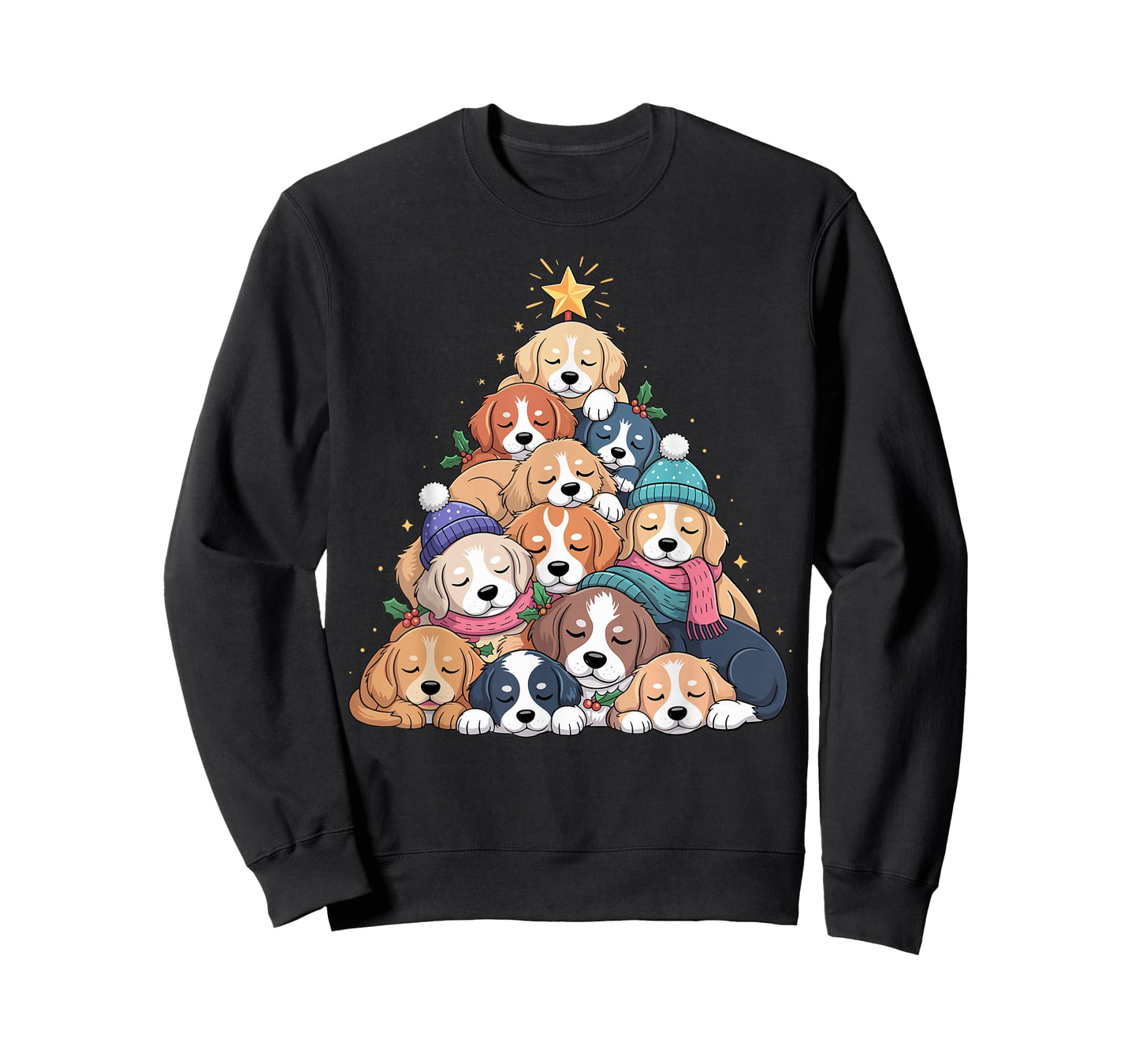 Cute Dog Puppy Christmas Tree for Family Men Women Kids T-Shirt