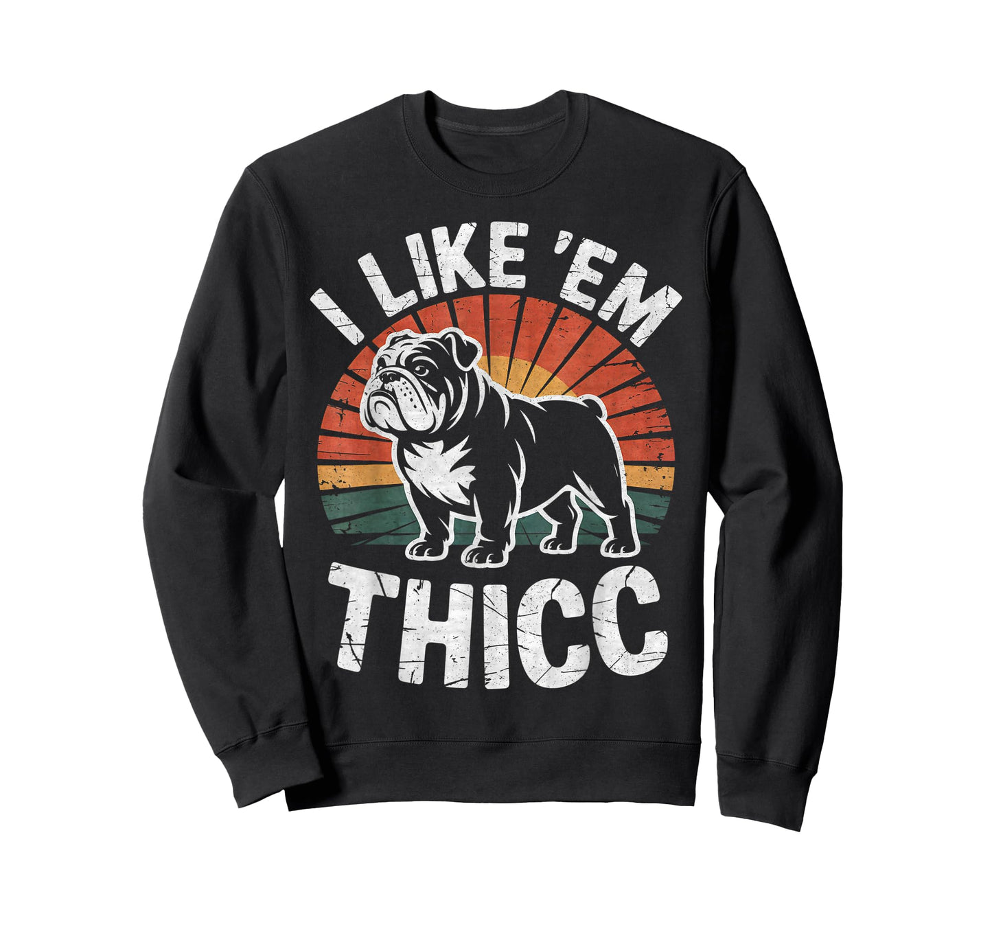 Funny English Bulldog I Like Em Thicc Dog Silhouette T-Shirt