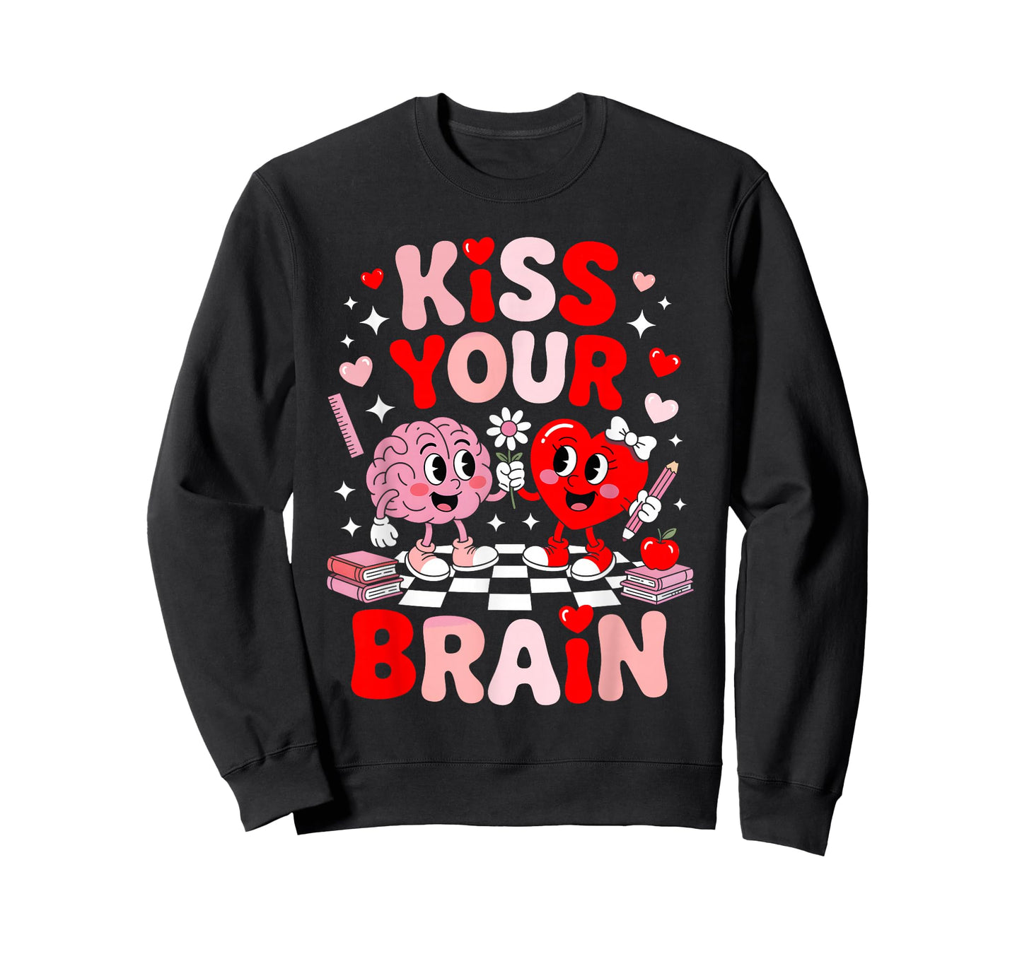 Kiss Your Brain Women Valentine's Day Retro School Counselor T-Shirt