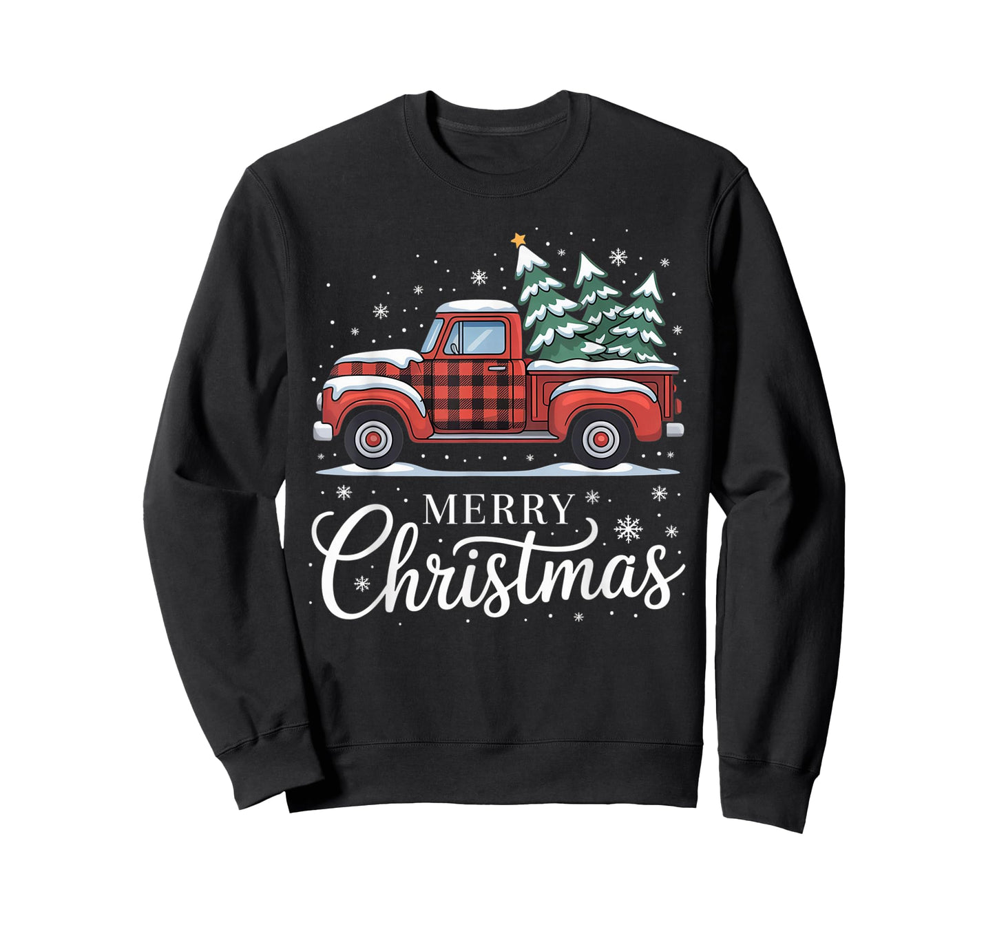 Merry Christmas Truck Xmas Red Plaid Family Christmas Pajama T-Shirt