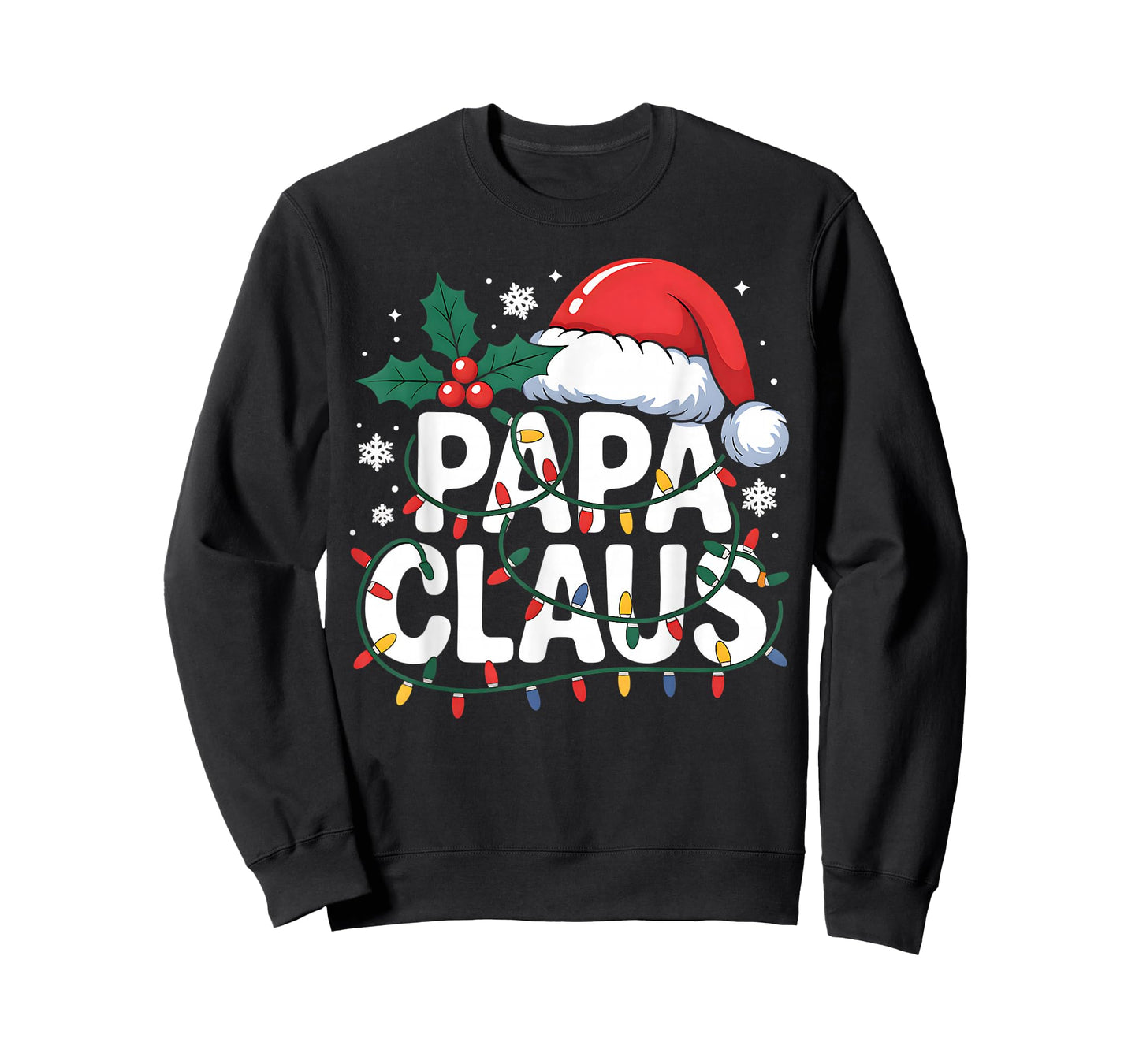 Papa Claus Christmas Lights Santa Family Matching Holiday T-Shirt