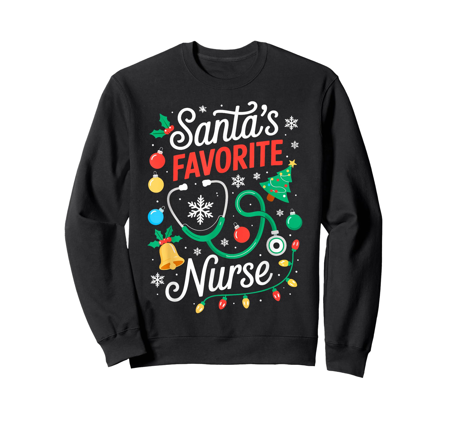Santa's Favorite Nurse Shirt Men Women Funny Christmas Nurse T-Shirt