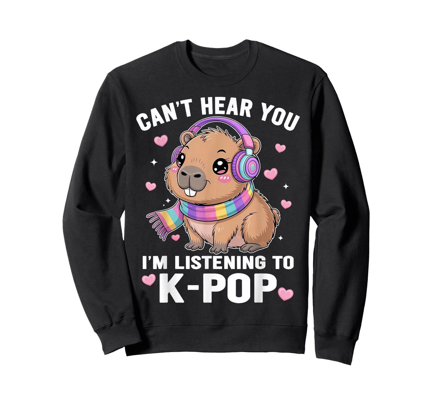 K-pop Can't Hear You I'm Listening to K-Pop Kawaii Capybara T-Shirt