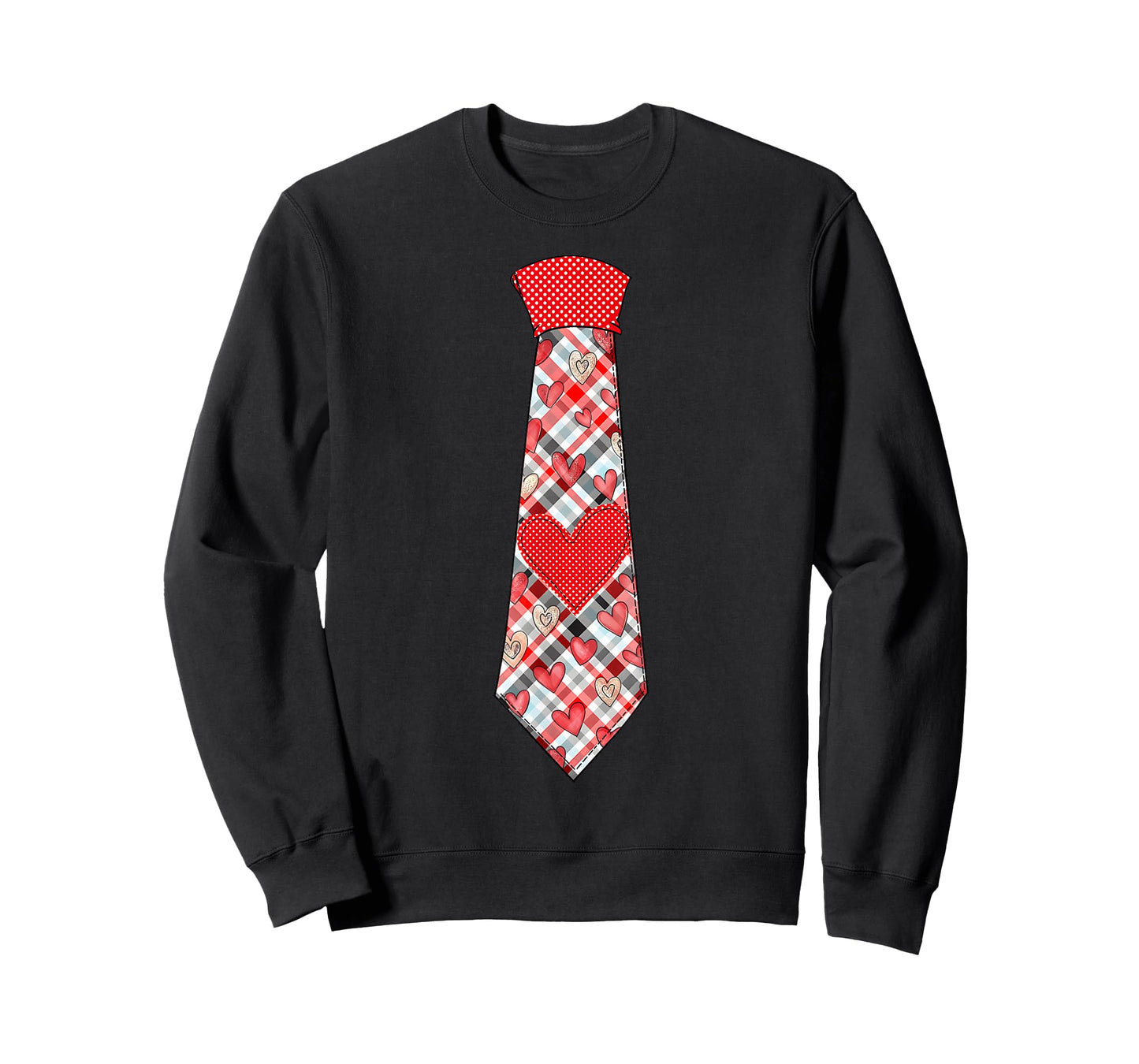 Valentine Heart Plaid Tie Boys Toddler Kids T-Shirt