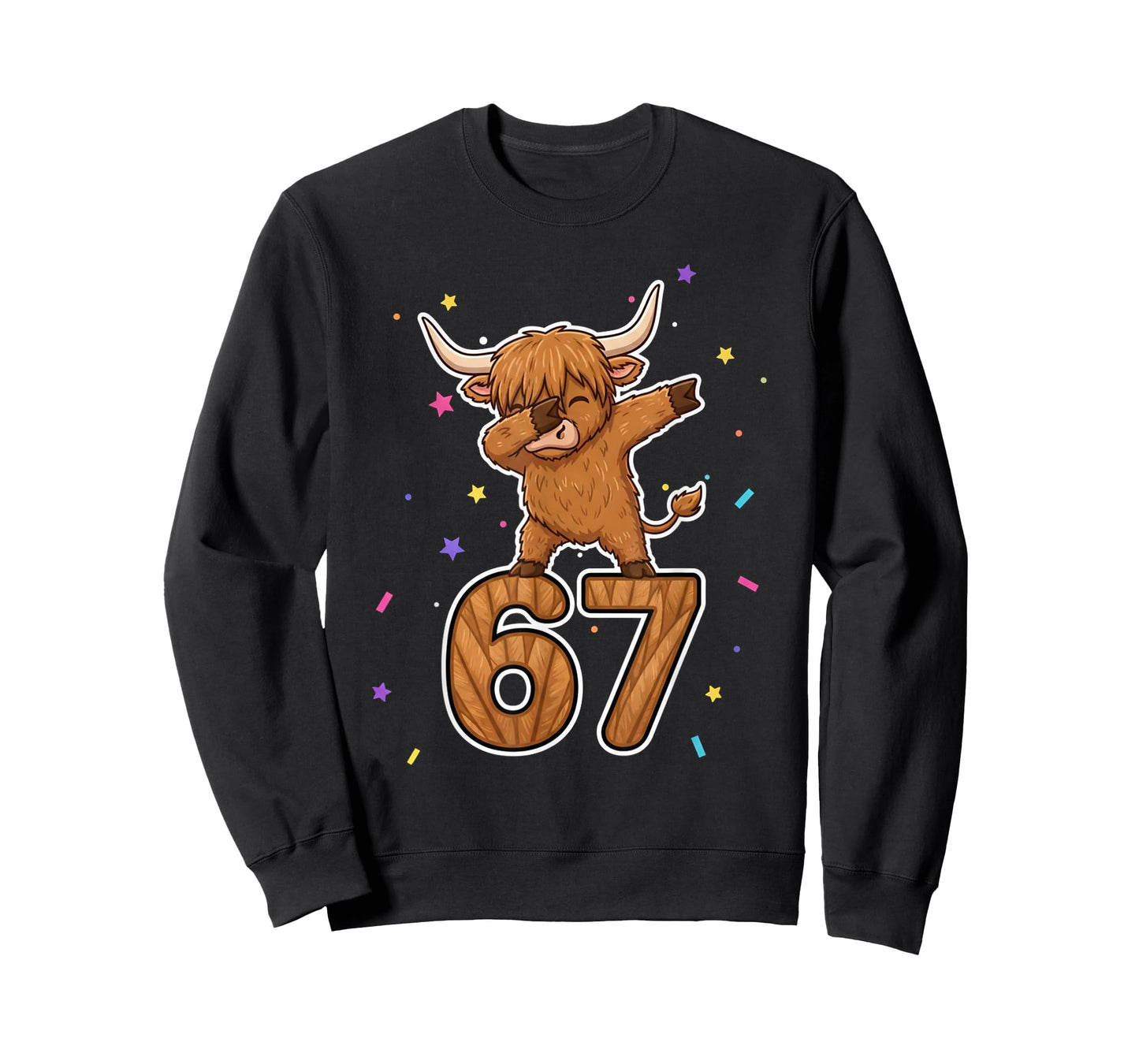 Dabbing 67 Highland Cow 67 Funny Six Seven Gen Z Slang Meme T-Shirt