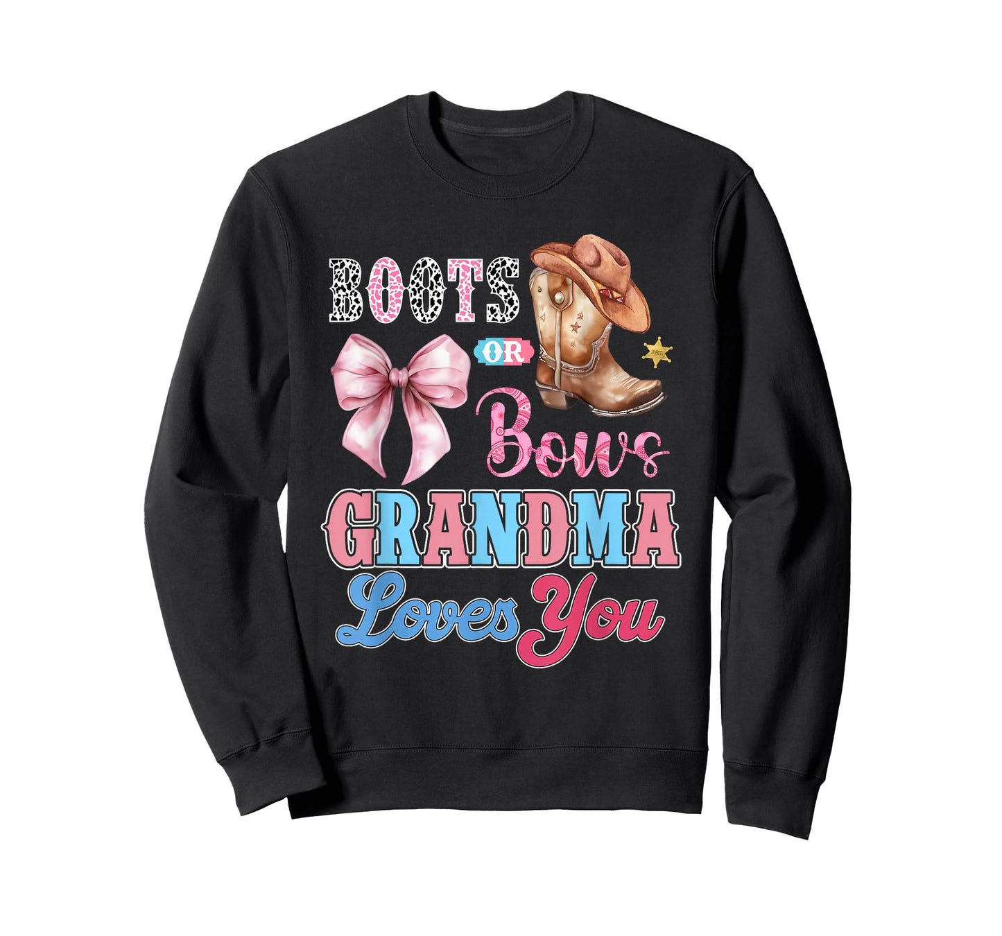 Boots or Bows Grandma Loves You Gender Reveal Family T-Shirt