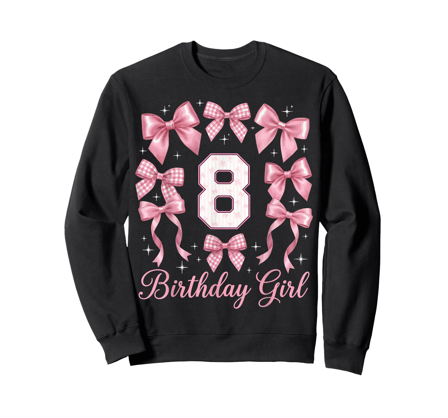 8th Birthday Shirts for Girls Coquette Bow Eight 8 Year Old T-Shirt