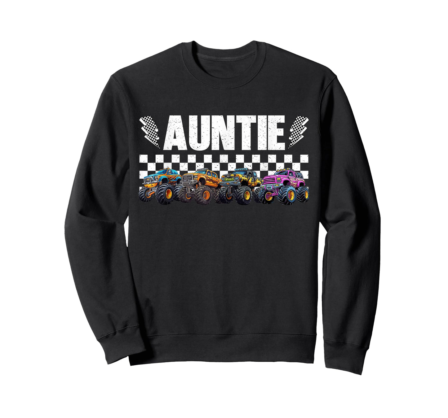 Auntie Retro Monster Truck Family Crew Birthday Matching T-Shirt