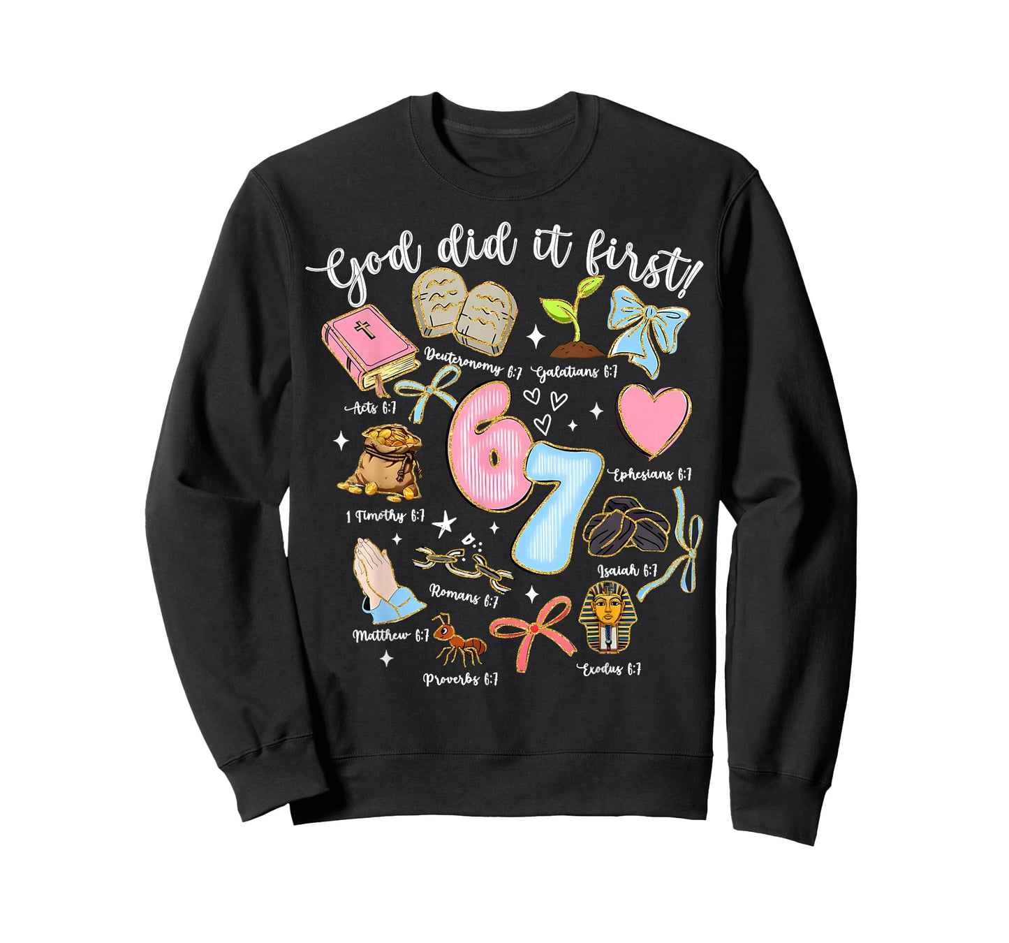 Vintage God Did It First 67 Six Seven Meme Christian Bible T-Shirt