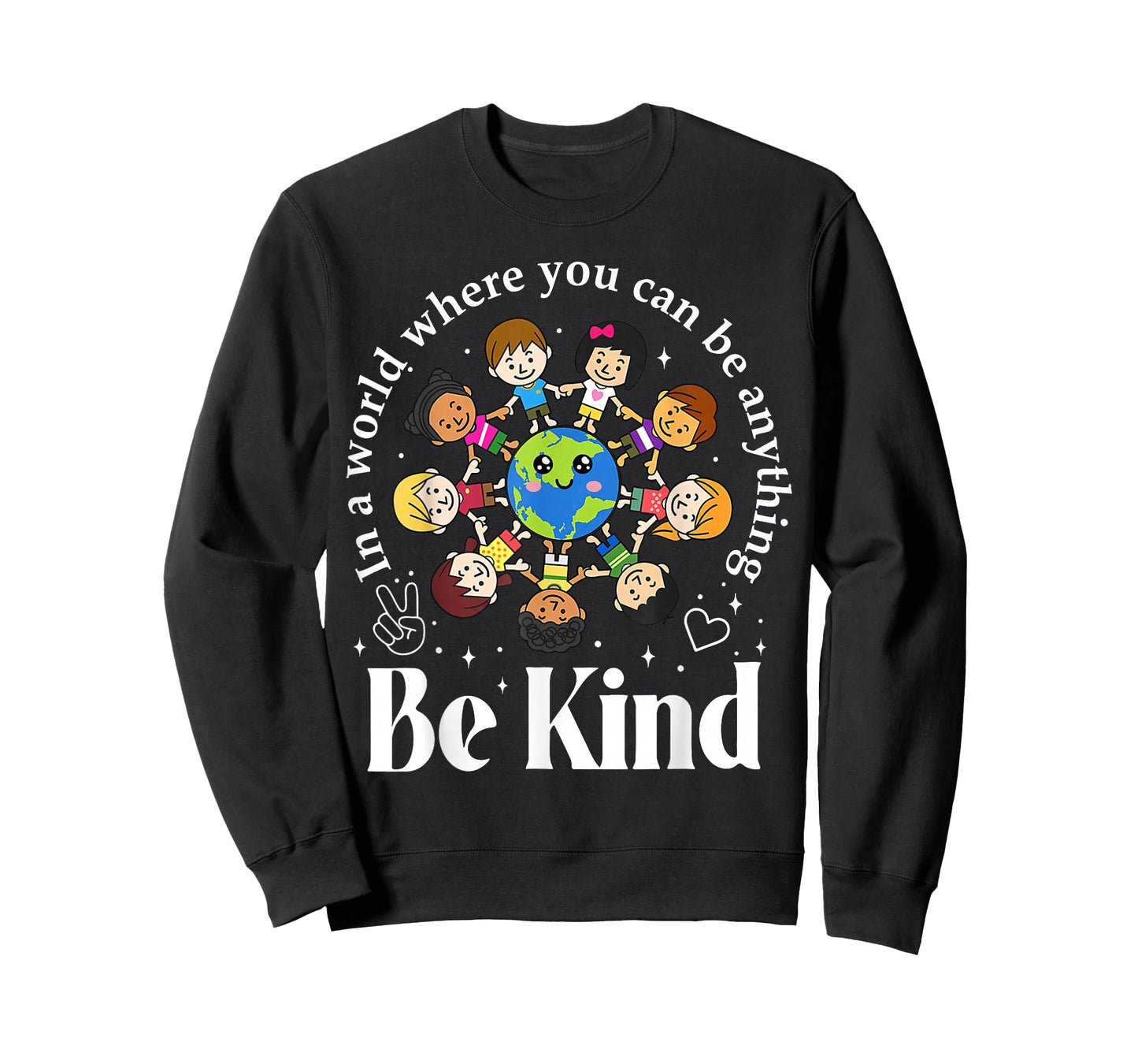 in A World Be Kind Kids Earth World Kindness Day Teachers T-Shirt